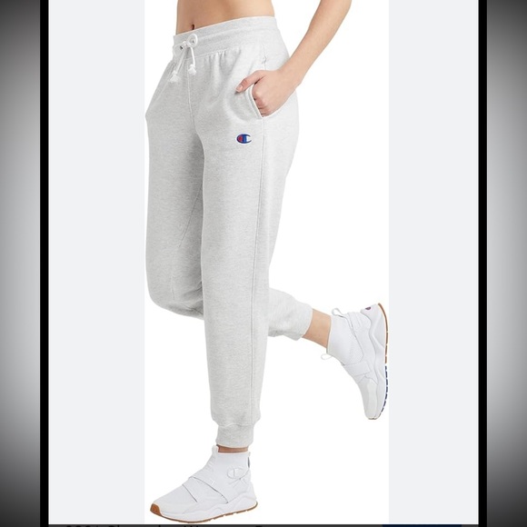 Champion Pants - Champion Light Gray Joggers with Logo